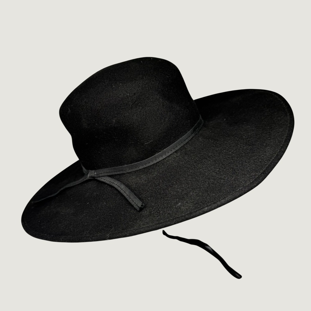 Ruth Mann Designs Michael Howard 100% Wool Black Wide Brim Hat
